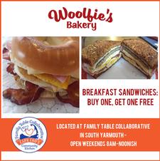 Woolfie's Bakery at Family Table Collaborative in South Yarmouth : Buy One Breakfast Sandwich, Get One FREE